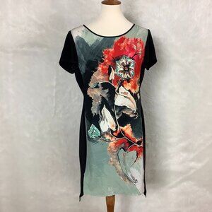 Sachin + Babi Short Sleeve Floral Splatter Silk Blend Shift Dress 10